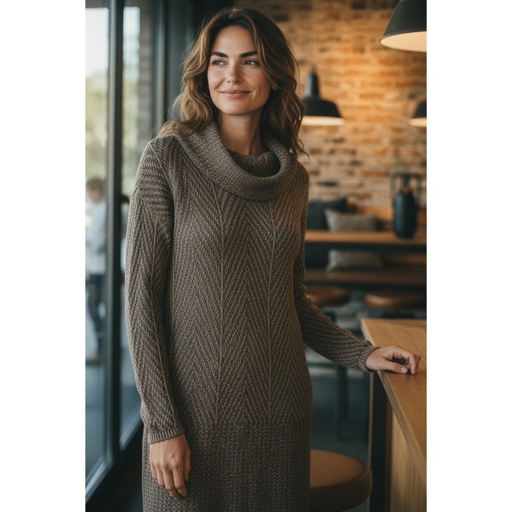 Elevated Basic Cowl Neck Sweater M‎ Chunky Cozycore Ski Business Casual Cotton
